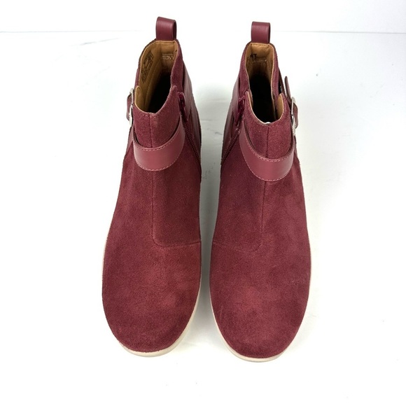 Vionic Romy Ankle Boot 7.5 Red Shiraz Zip Up Bootie Womens Brand New - Picture 2 of 10